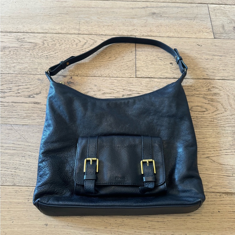 Fossil Black Leather Hobo Bag
